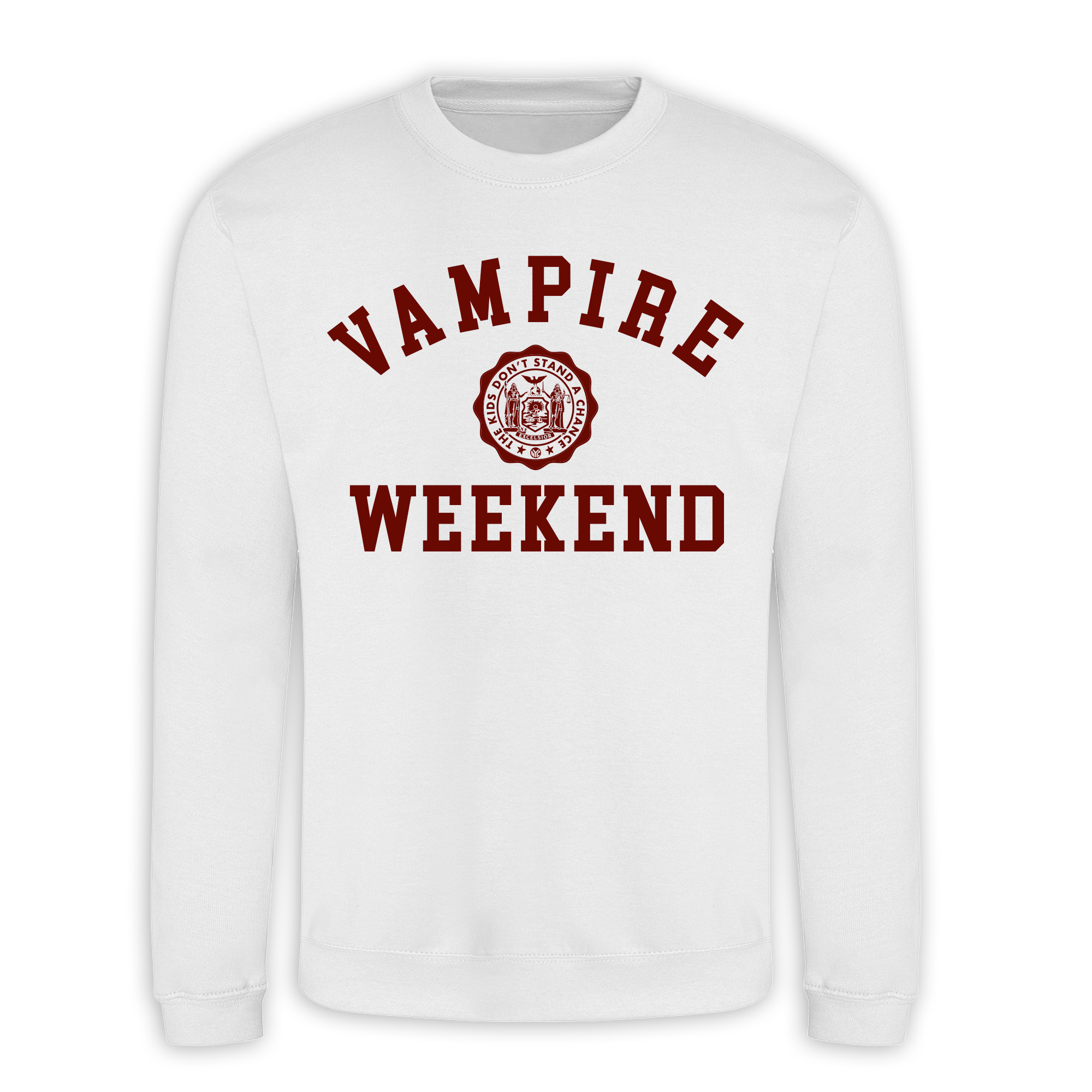 Collegiate (White) Crewneck Sweatshirt – Vampire Weekend Collegiate (White) Crewneck Sweatshirt – Vampire Weekend